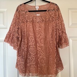 Dressbarn NWT Coral Lace Shirt